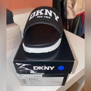 DKNY Black and White Slide Sandals size 9
